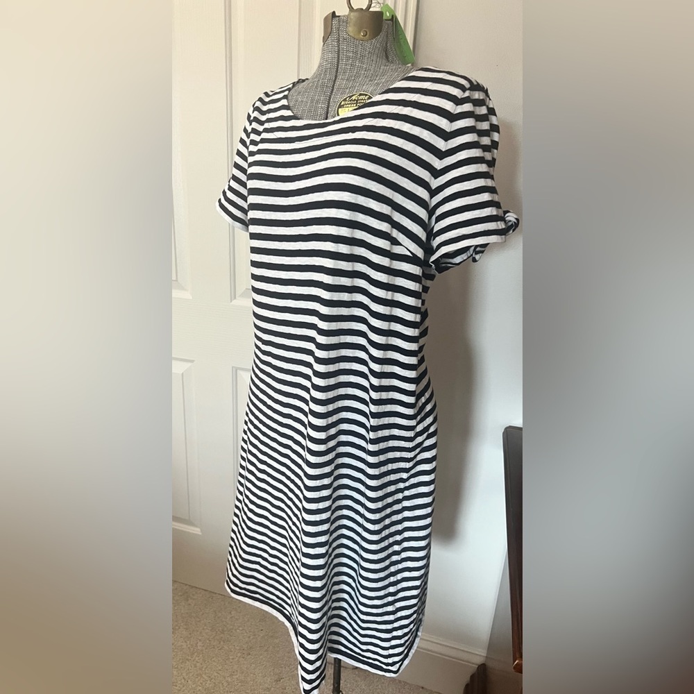 Talbots Classic Black and White Striped Dress